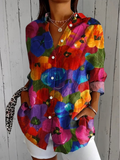 Anita | Chemise blouse artistique et colorée avec boutons
