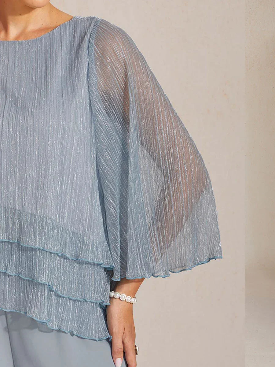 Chemise à couches asymétrique en chiffon froissé métallique