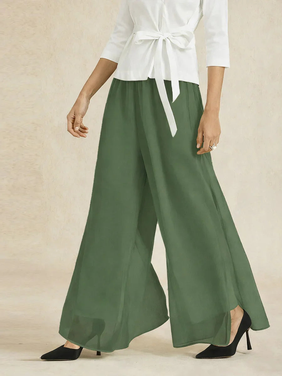 Pantalons droits avec une couche de chiffon fendue