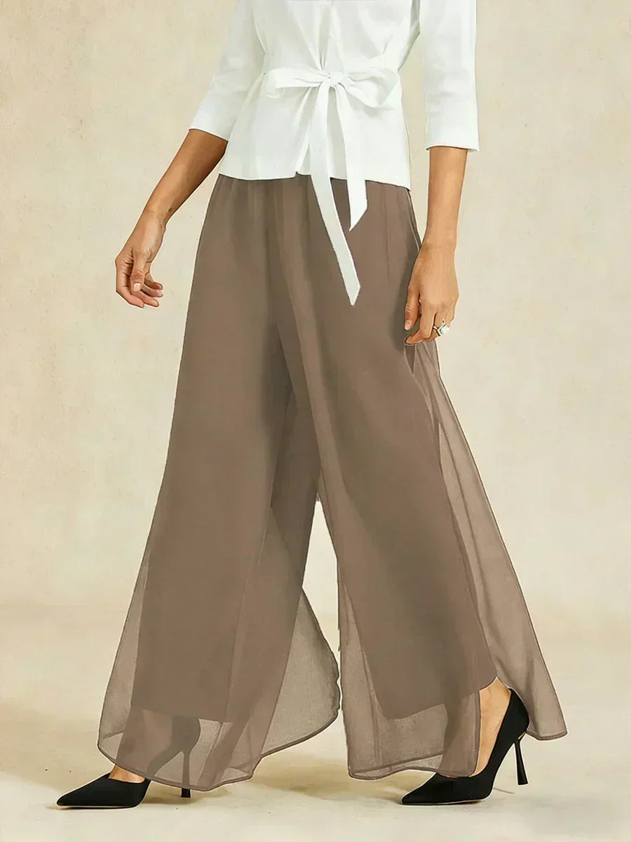 Pantalons droits avec une couche de chiffon fendue