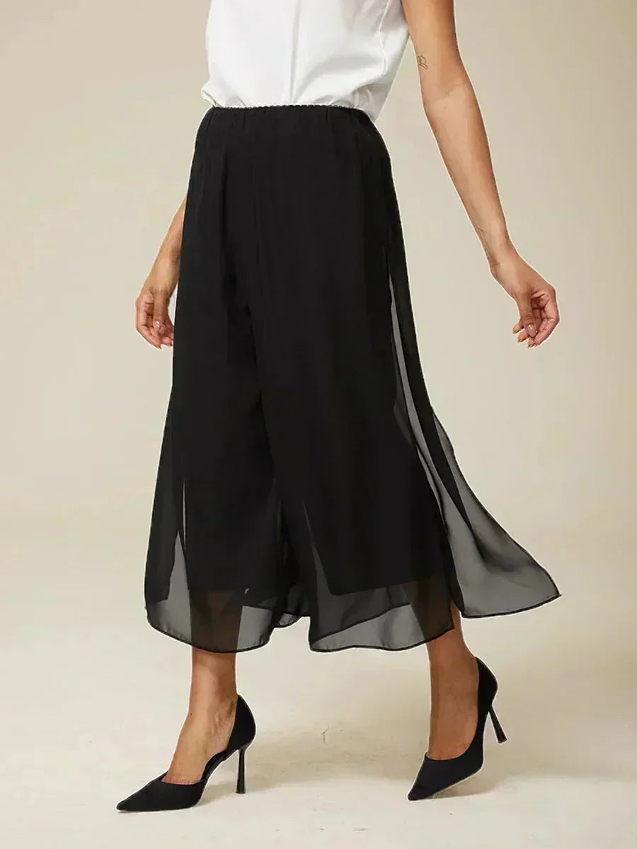 Pantalons droits courts avec une couche de chiffon