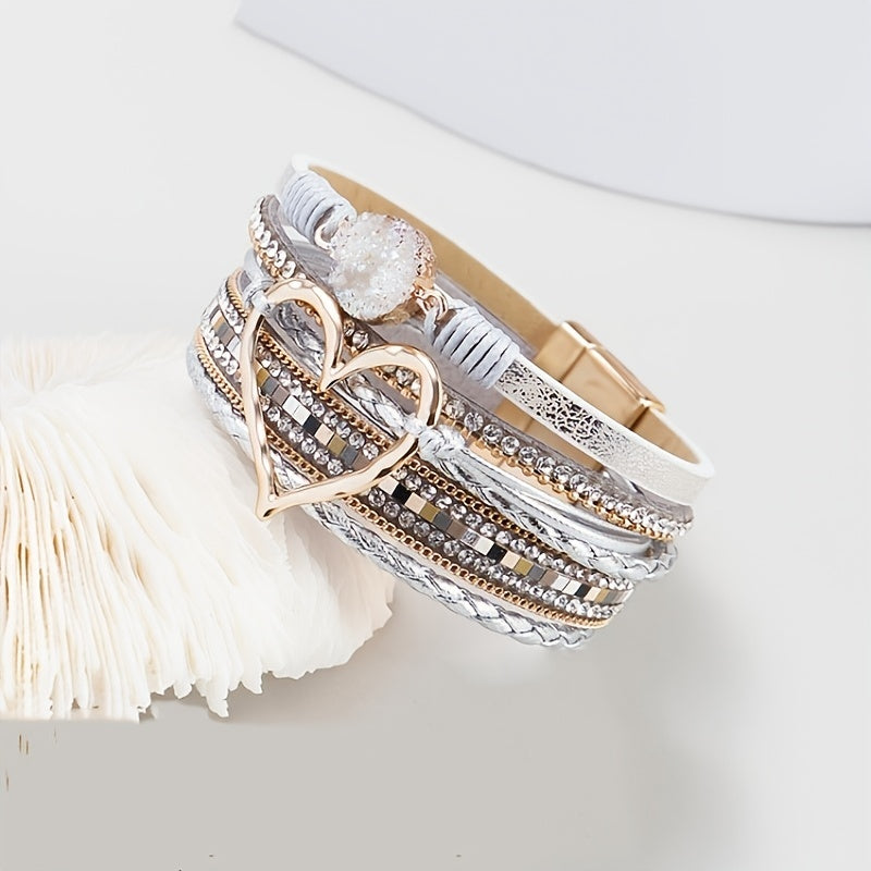 Bracelet boho multi-couches en cuir
