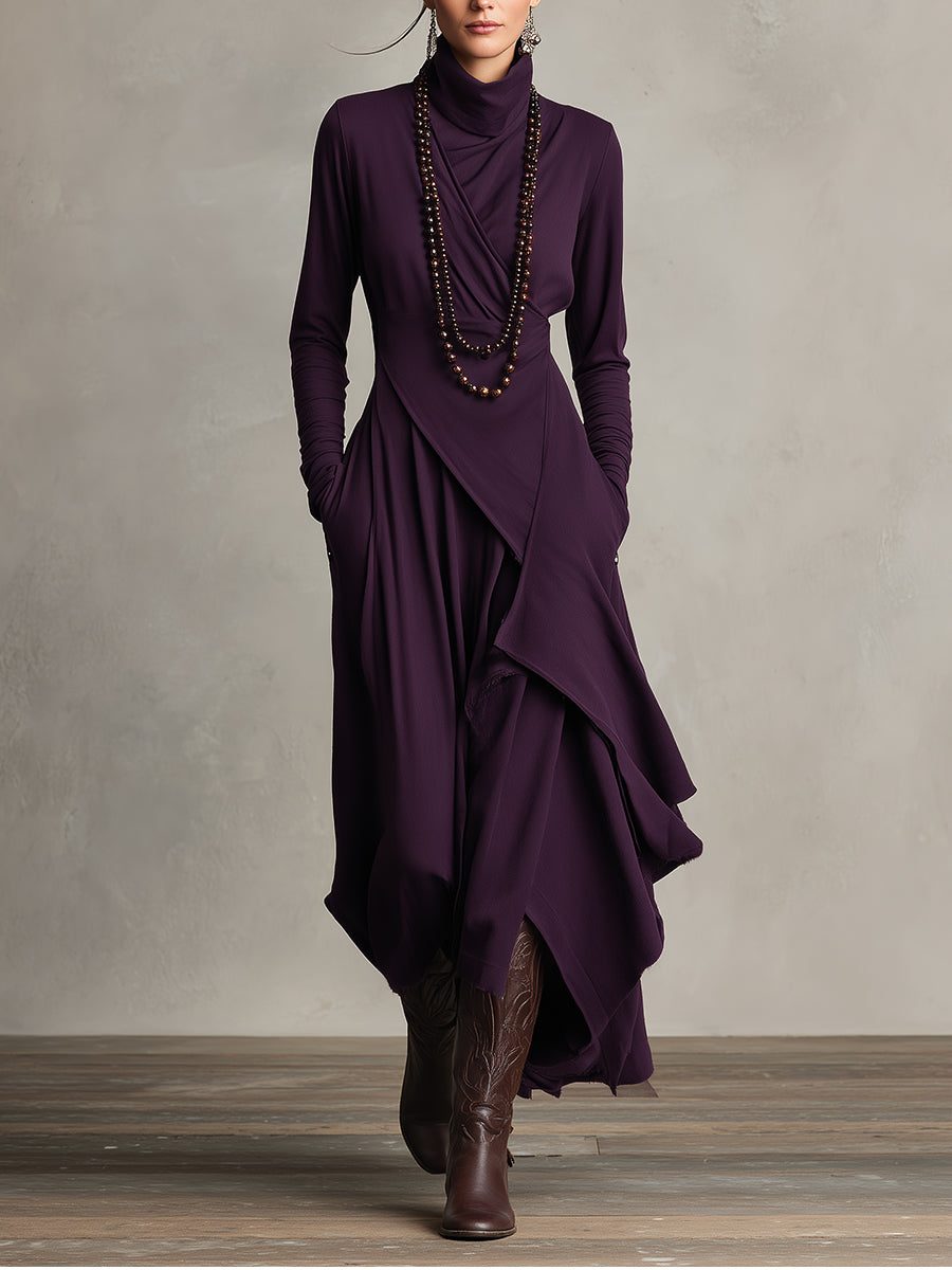 Robe maxi asymétrique en blazer pour femmes en couleur violet