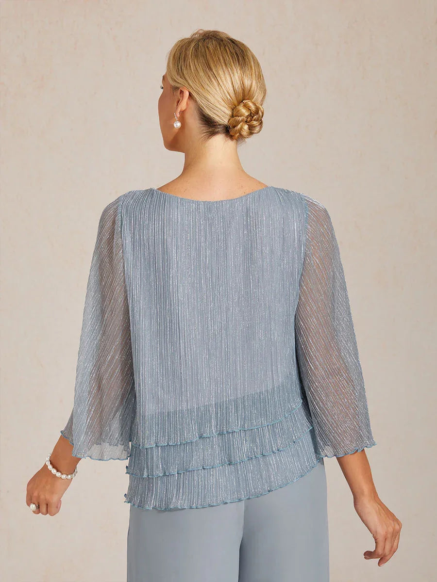 Chemise à couches asymétrique en chiffon froissé métallique