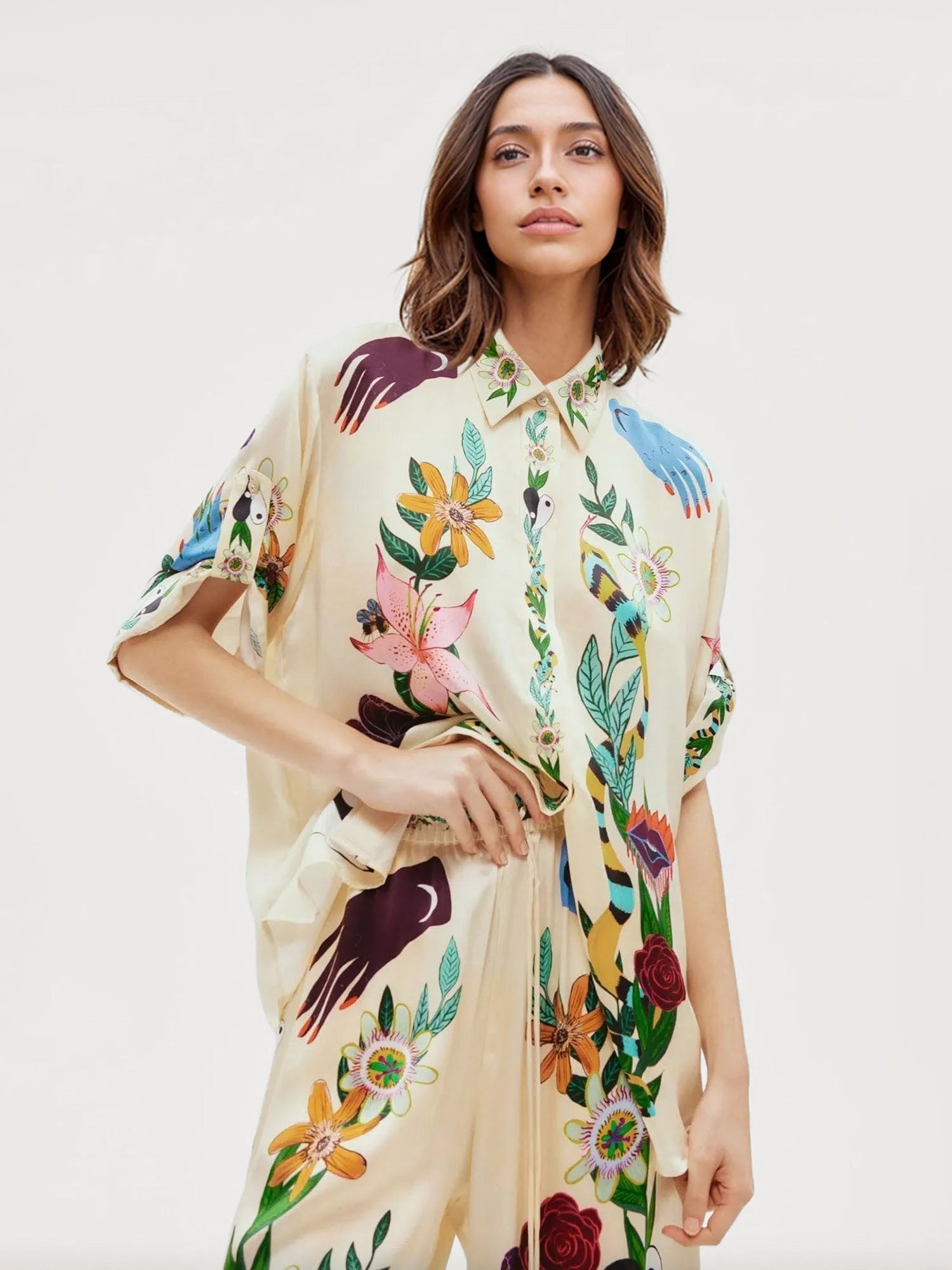 Chemise blouse grande avec imprimé sophistiqué