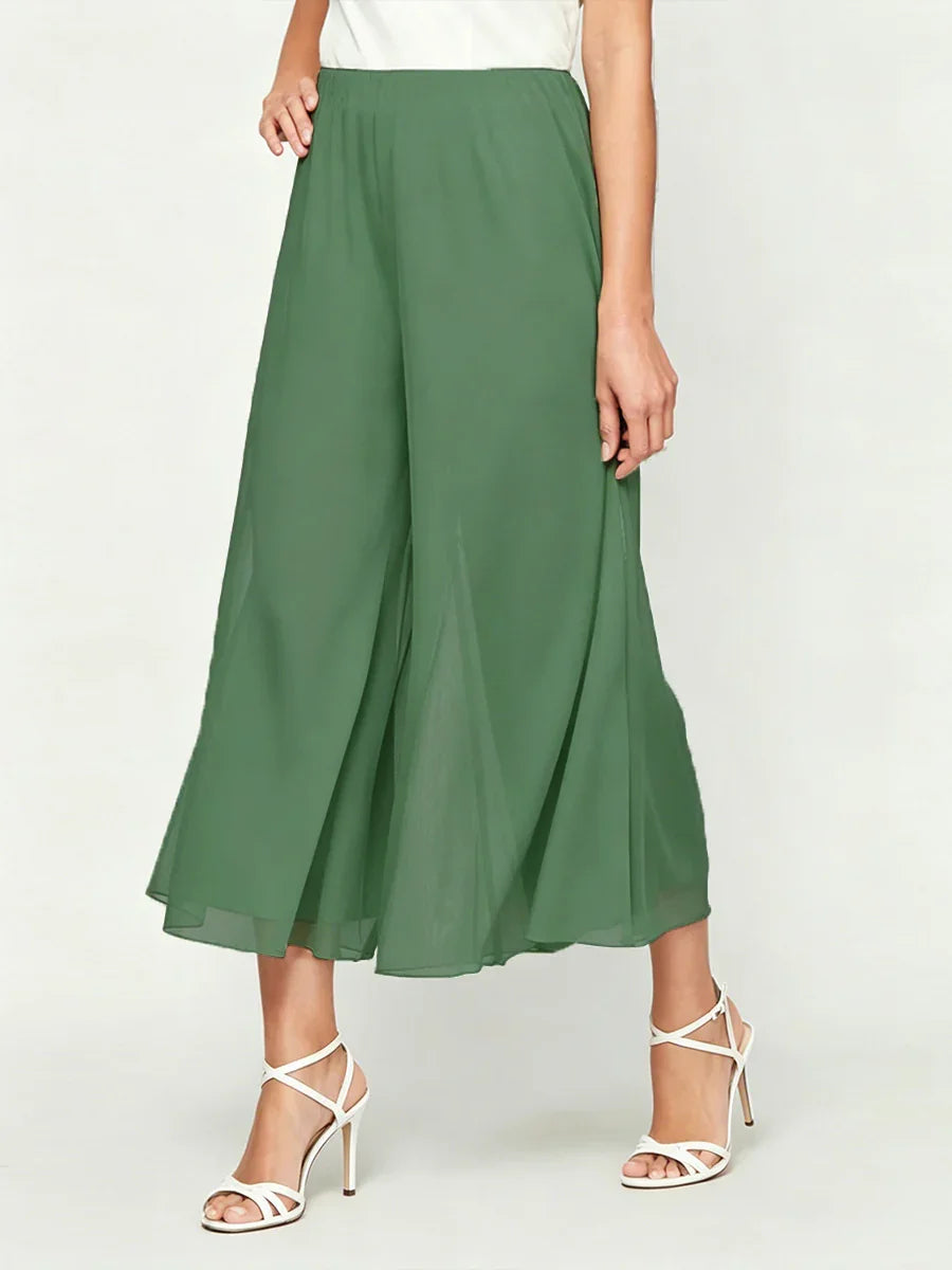 Pantalons droits courts avec une couche de chiffon