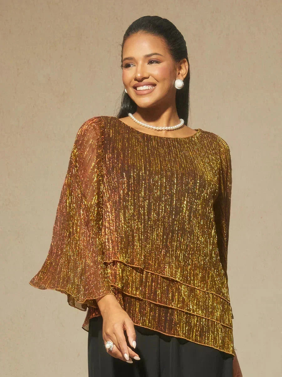 Chemise à couches asymétrique en chiffon froissé métallique
