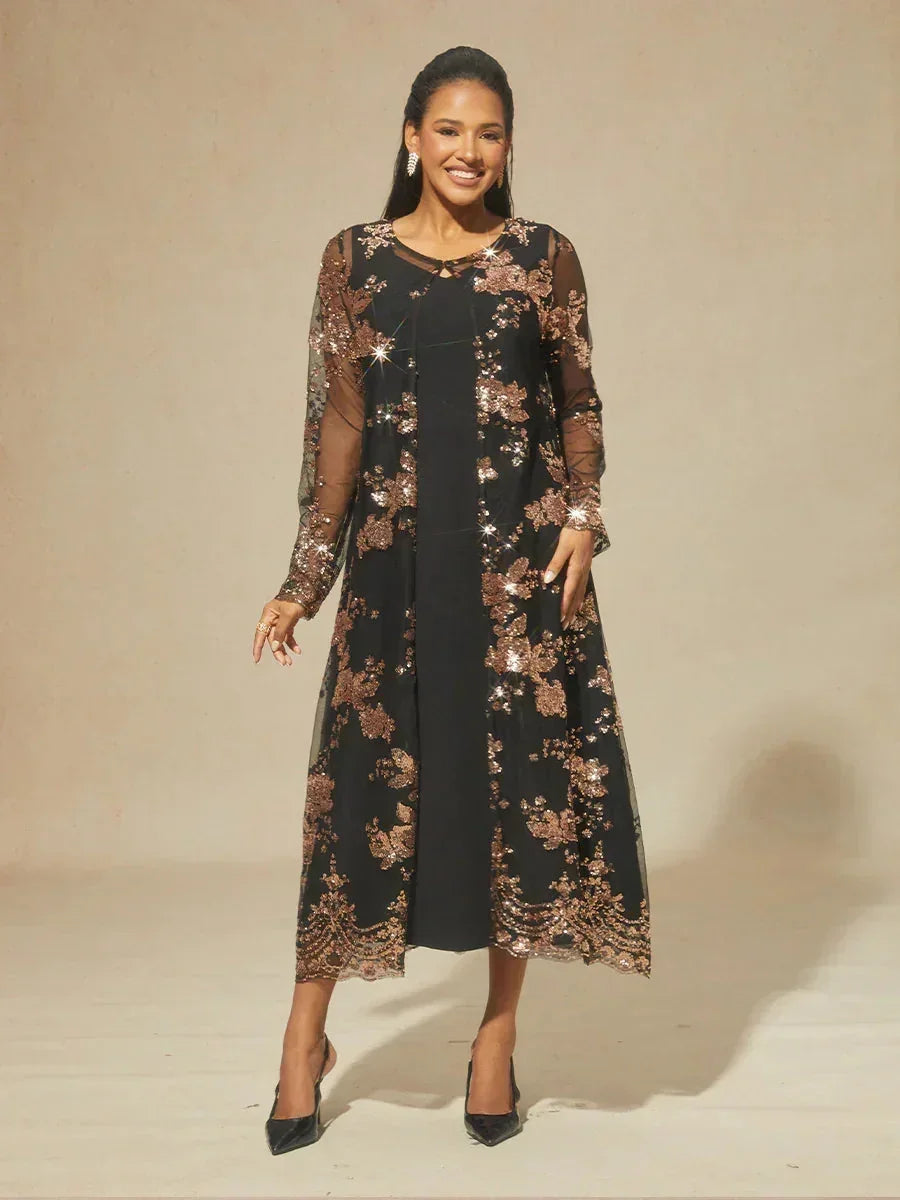Robe blazer vintage avec broderies en sequins