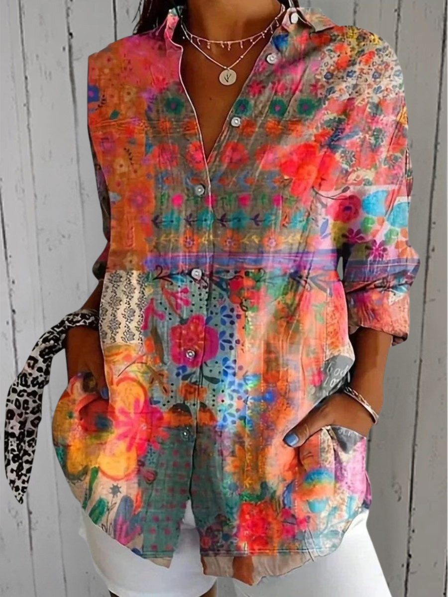 Anika | Chemise à boutons artistique et colorée