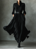 Robe maxi vintage texturée en noir pour femmes MDA0859H8T