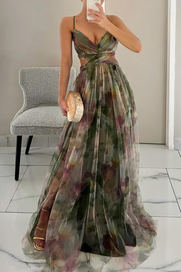 Alina – Robe longue tendance avec col en V pour femmes