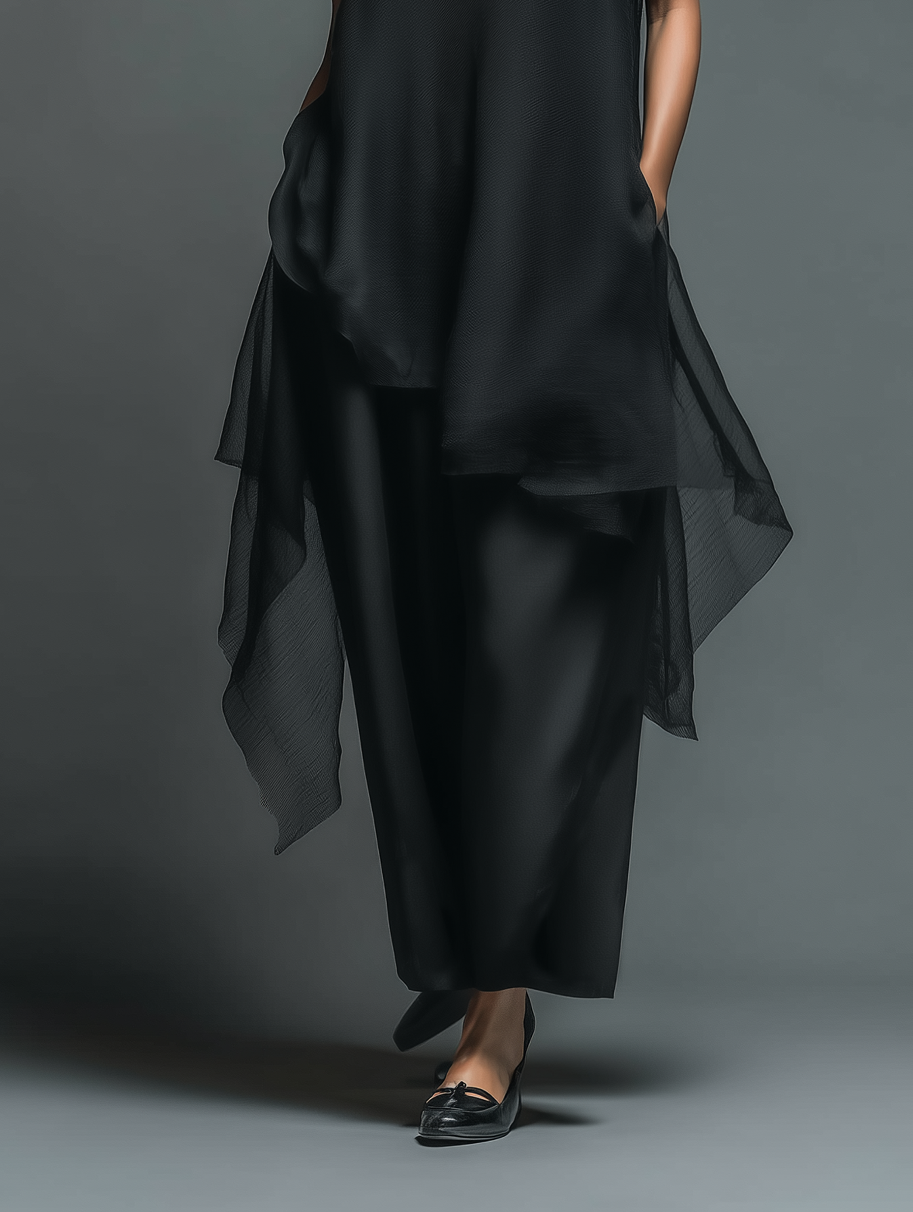 Robes de nuit minimalistes pour femmes en imitation acétate combinées avec une robe maxi à couche en chiffon MDZ2702A3Y
