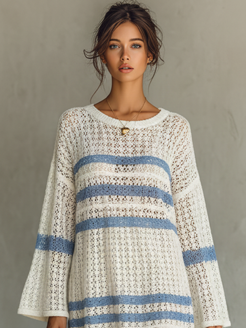 Robe mini à rayures ouvertes pour femmes, style vacances MDA1806L6Y
