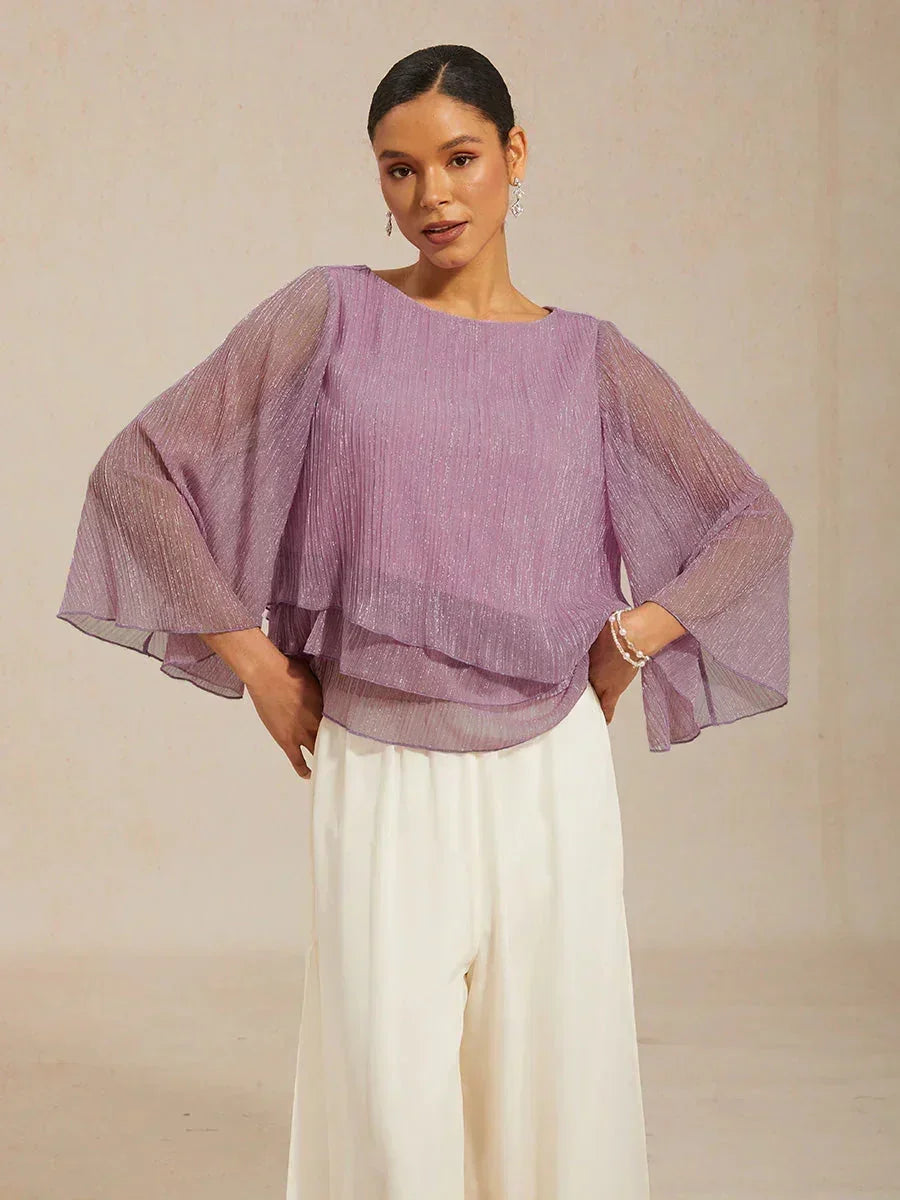 Chemise à couches asymétrique en chiffon froissé métallique