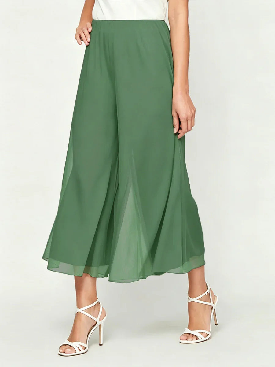 Pantalons droits courts avec une couche de chiffon