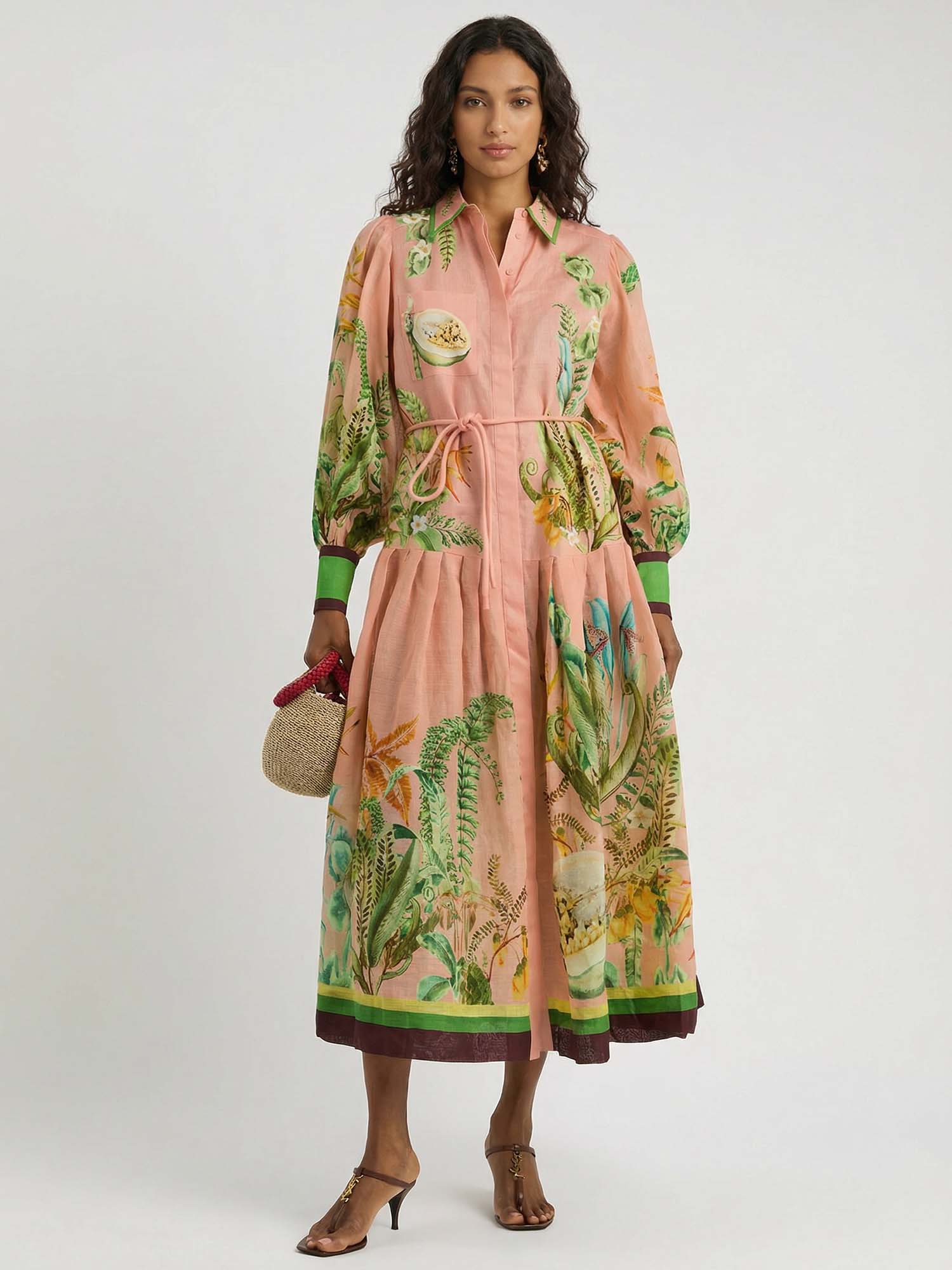 Robe maxi usée avec ceinture papaye