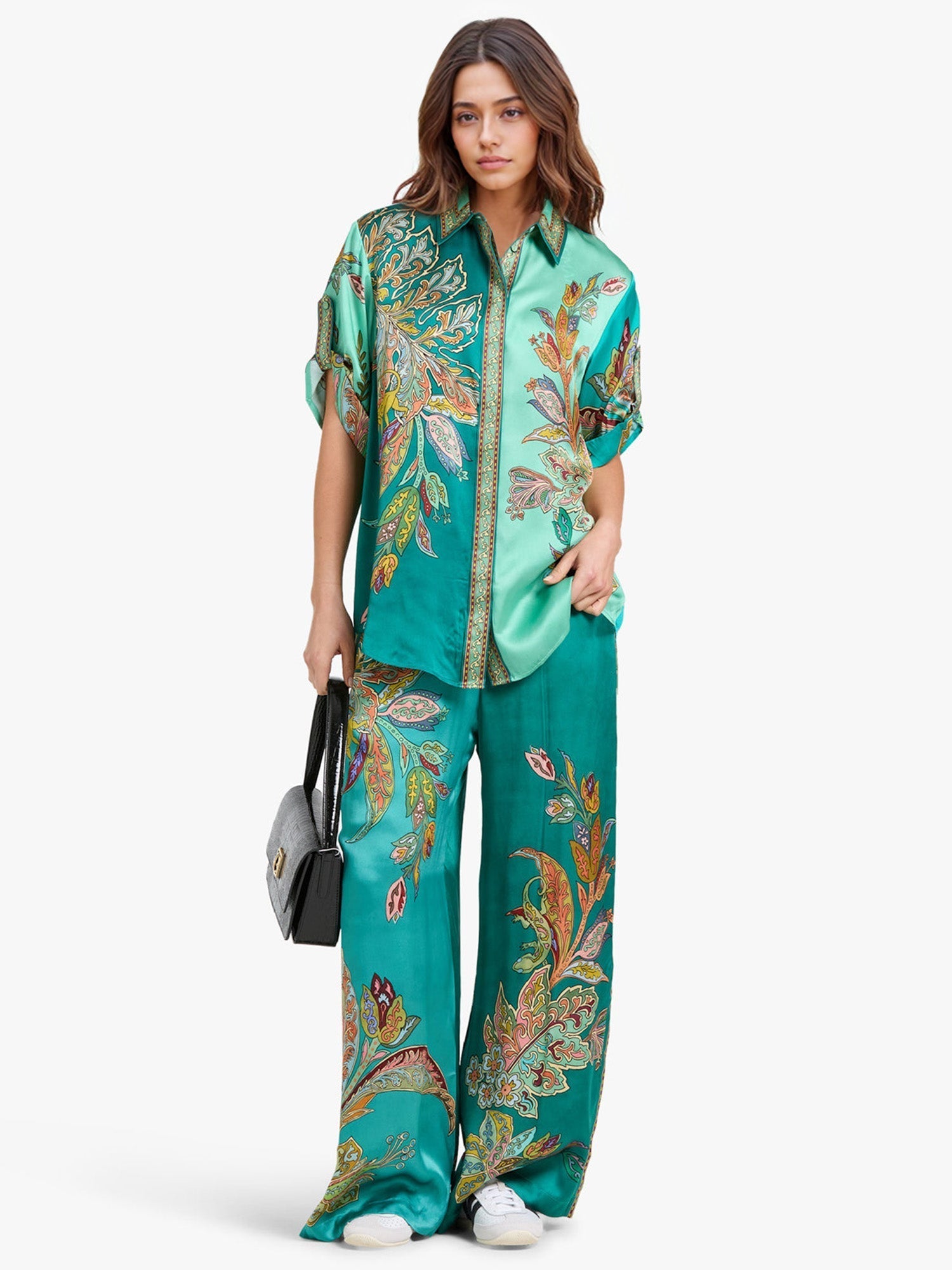 Pantalons larges en émeraude
