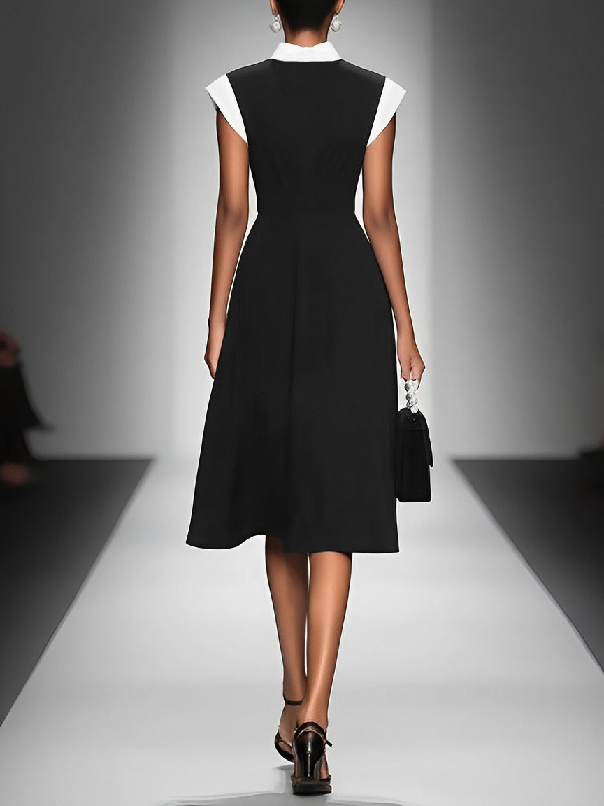 Robe midi pour femmes avec col carré, manches à épaulettes, couleurs variées MDA2447F4Y