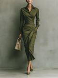 Robe maxi femme en vert militaire en mélange de coton MDA2281I8T