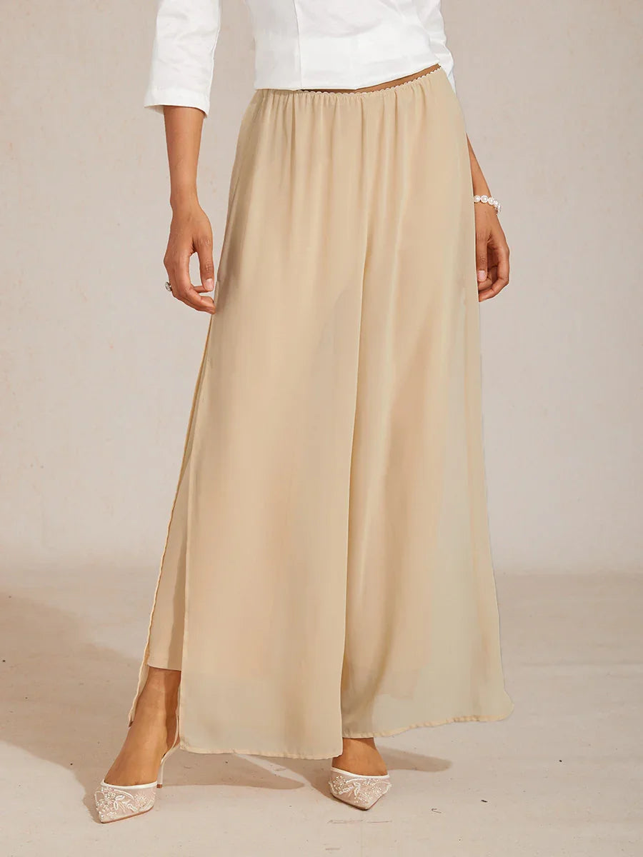 Pantalons droits avec une couche de chiffon