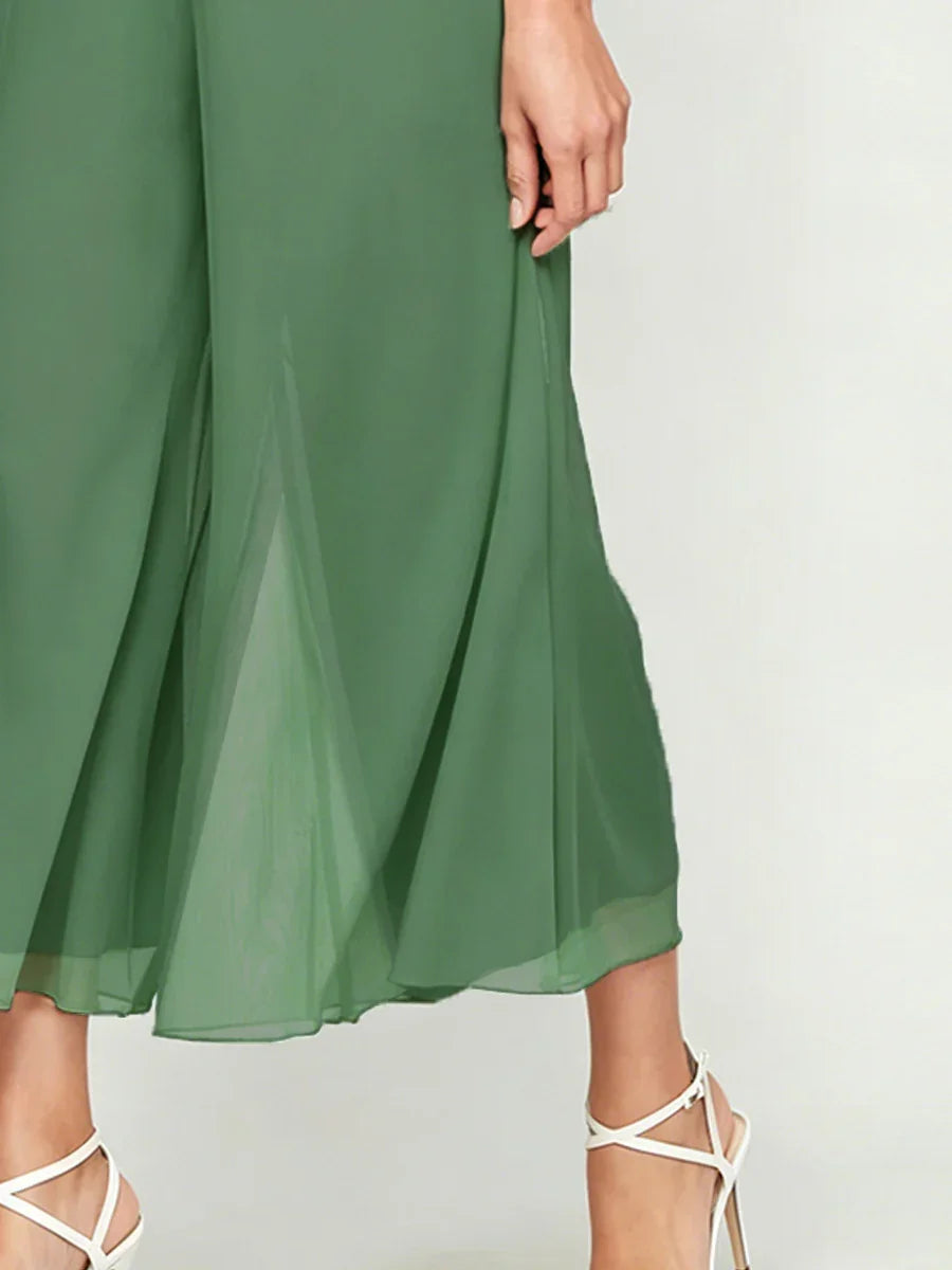 Pantalons droits courts avec une couche de chiffon