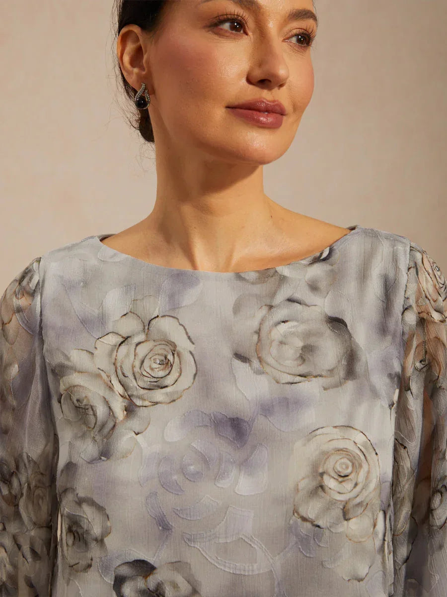 Chemise en chiffon à dentelle avec imprimé floral
