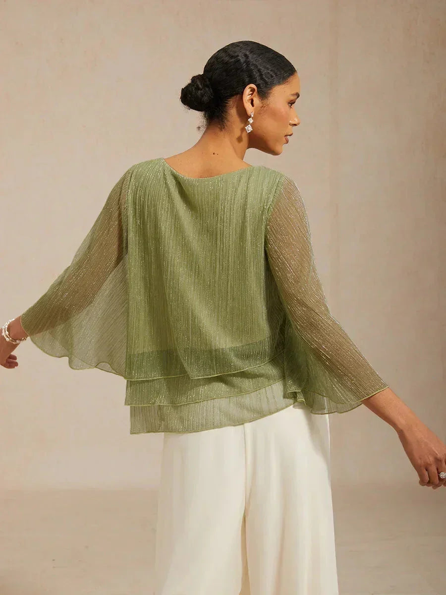 Chemise à couches asymétrique en chiffon froissé métallique