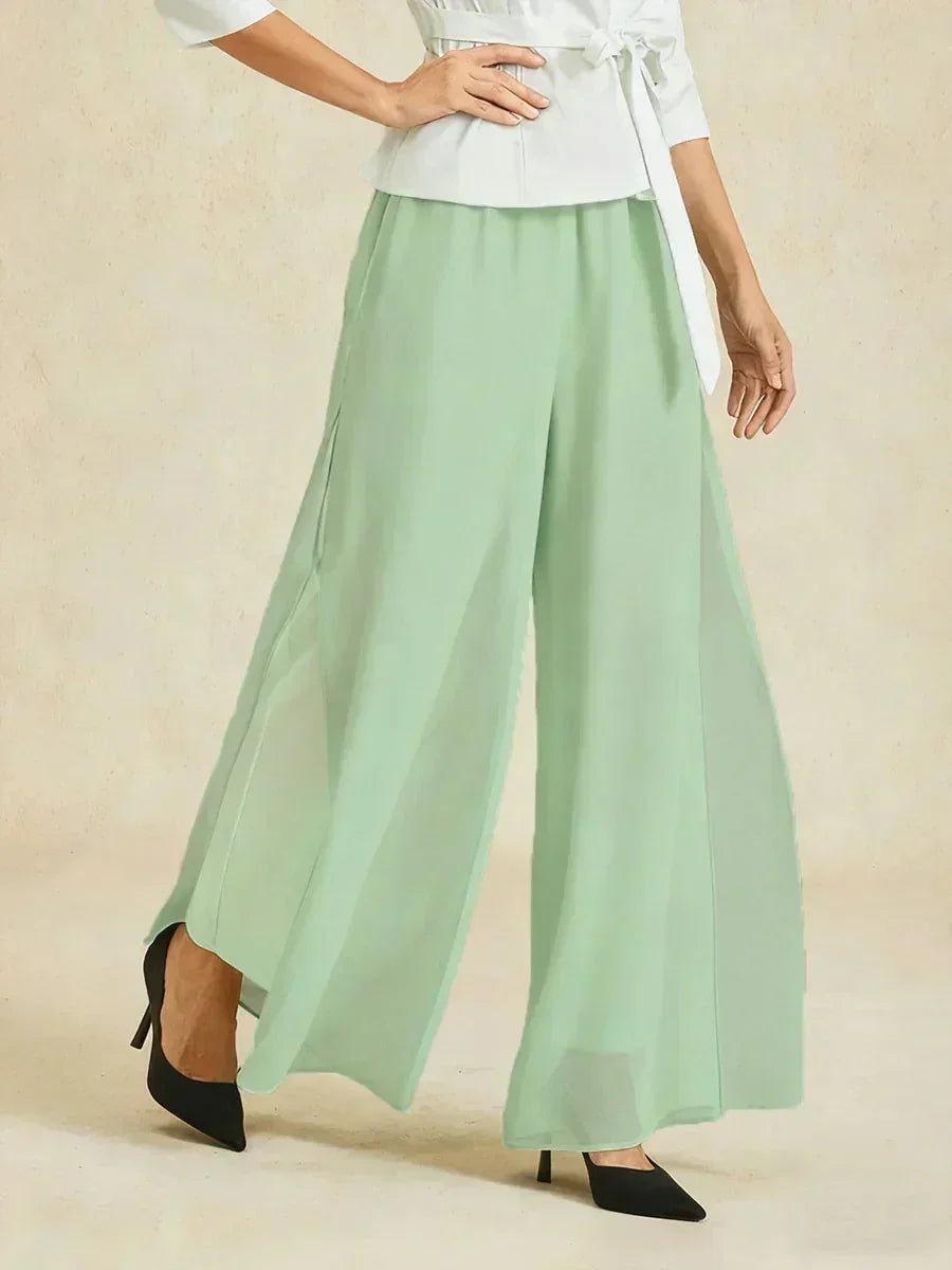 Pantalons droits avec une couche de chiffon