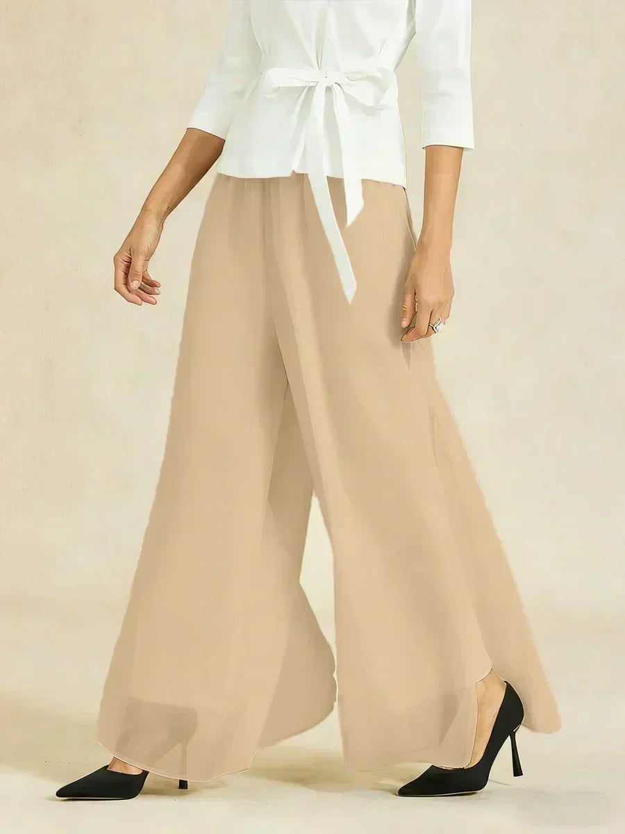 Pantalons droits avec une couche de chiffon