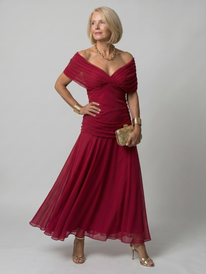 Klein | Robe midi à épaules dénudées