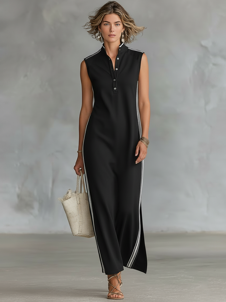 Robe maxi de style athlétique pour femmes avec manches MDZ1960C6Y
