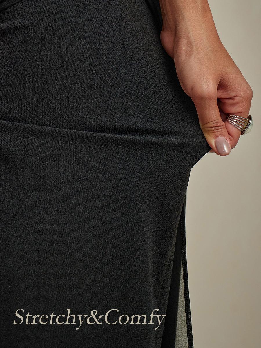 Pantalons droits courts avec une couche de chiffon