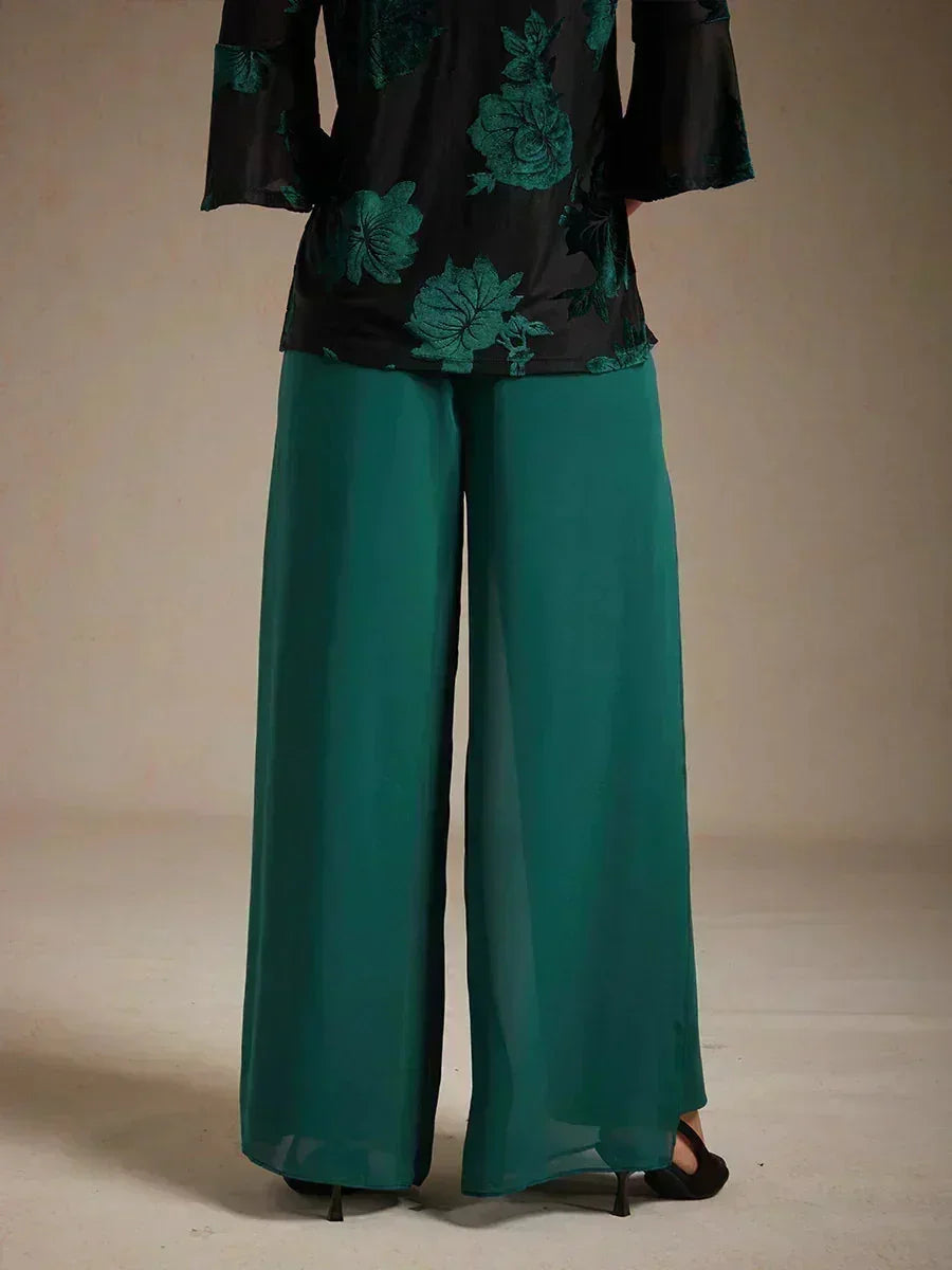Pantalons à coupe droite avec une couche de chiffon