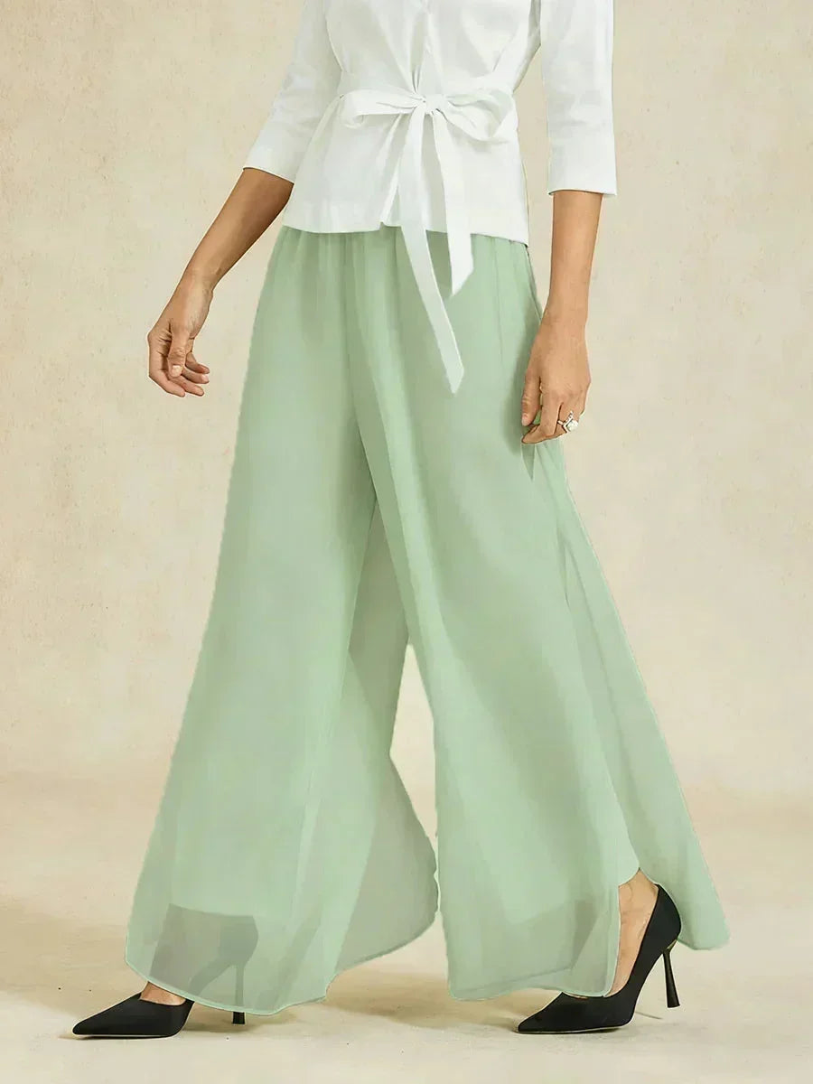 Pantalons à jambes droites avec une couche de chiffon découpée