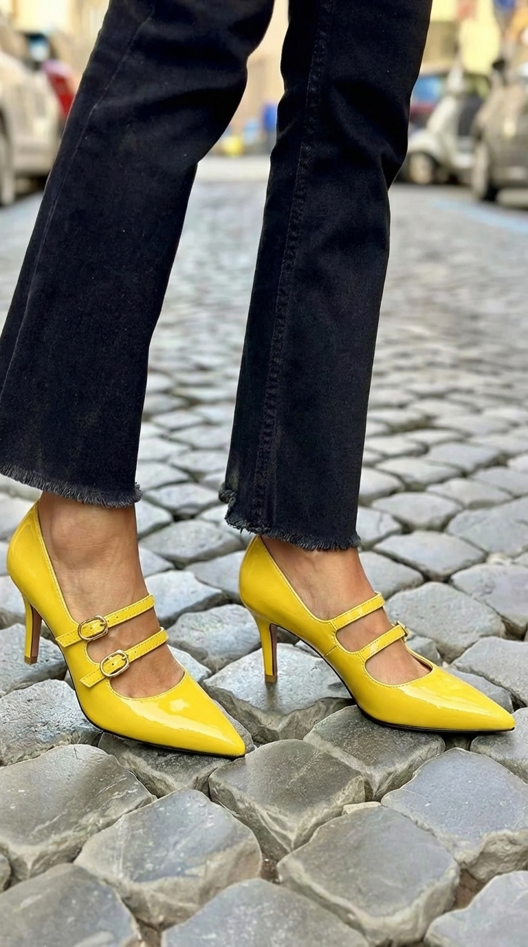 Chaussures à talons avec doubles brides