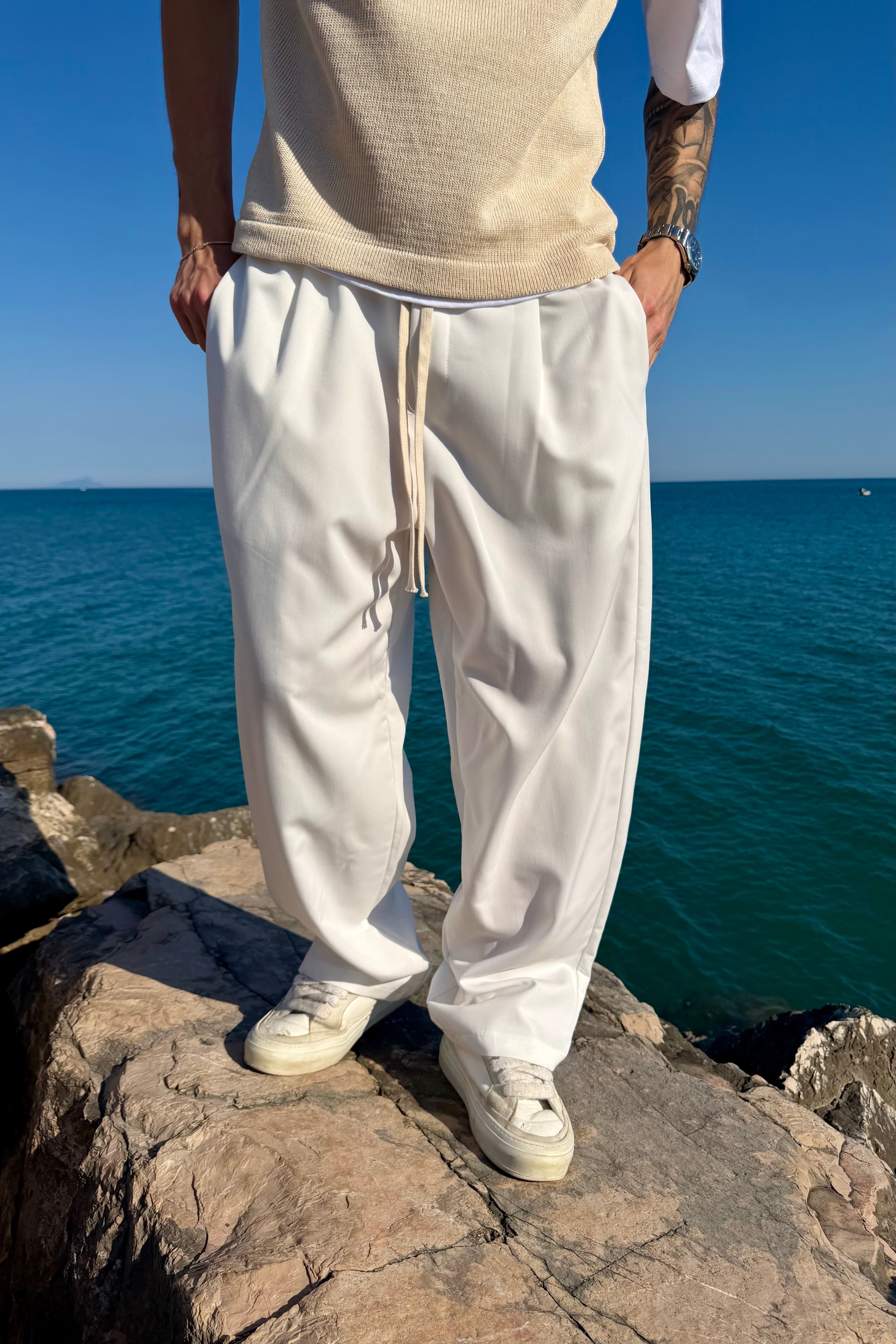 Pantalon Élégant Blanc