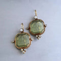 Boucles d'oreilles vintage en pierre de cristal verte
