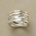 Bague vintage à pois en or et argent