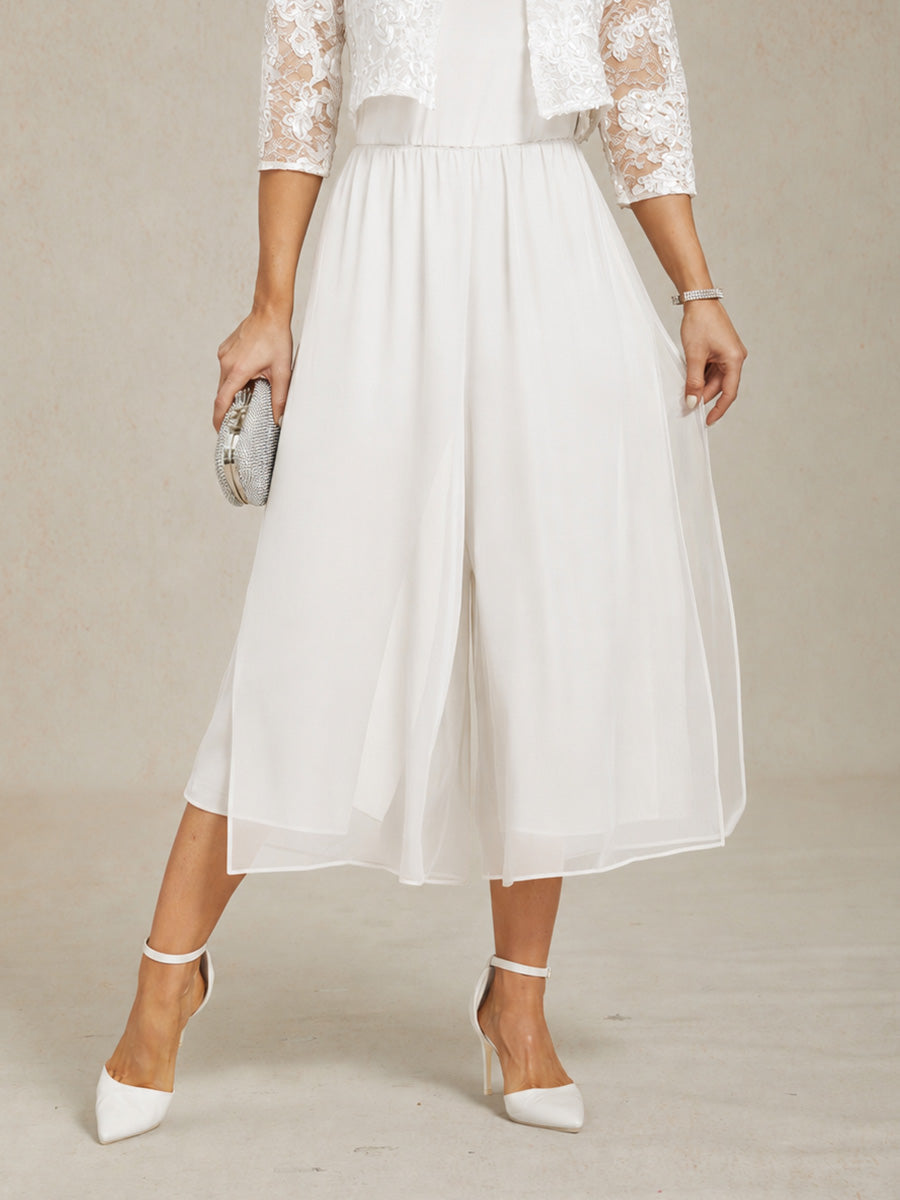Pantalons droits courts avec une couche de chiffon