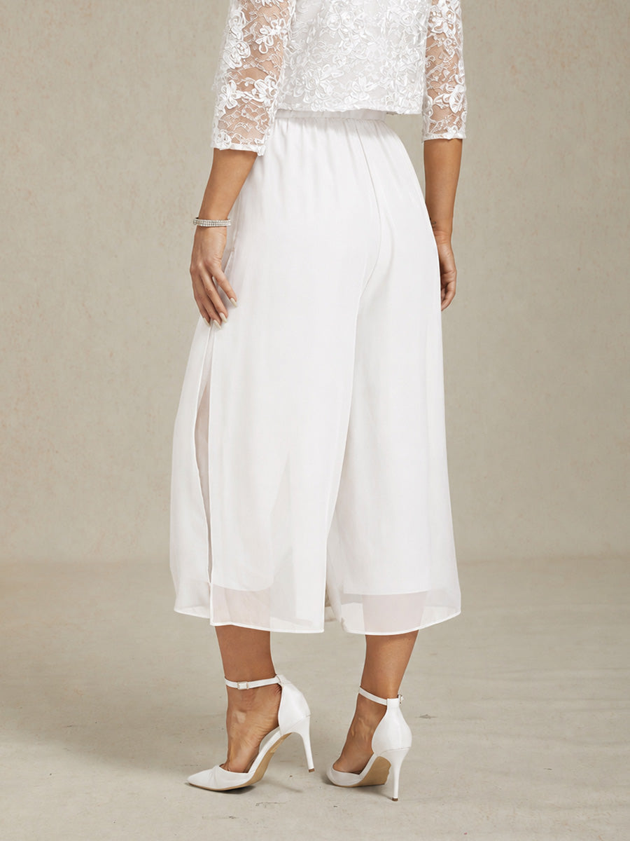 Pantalons droits courts avec une couche de chiffon