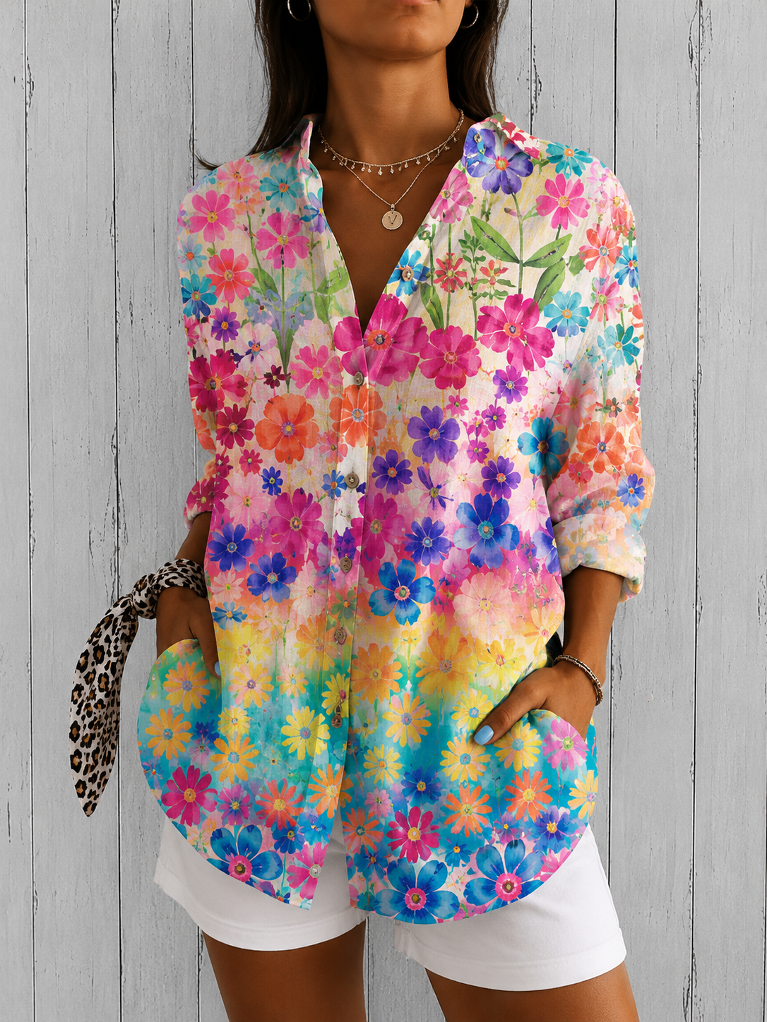 Valeria | Chemise à boutons artistique colorée