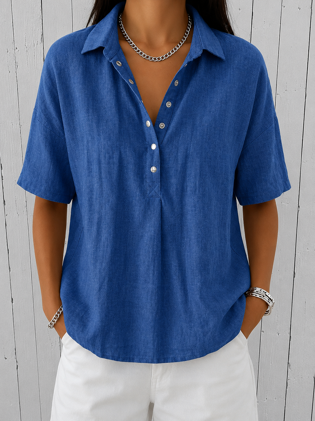 Blouse | Blouse en lin avec col et boutons