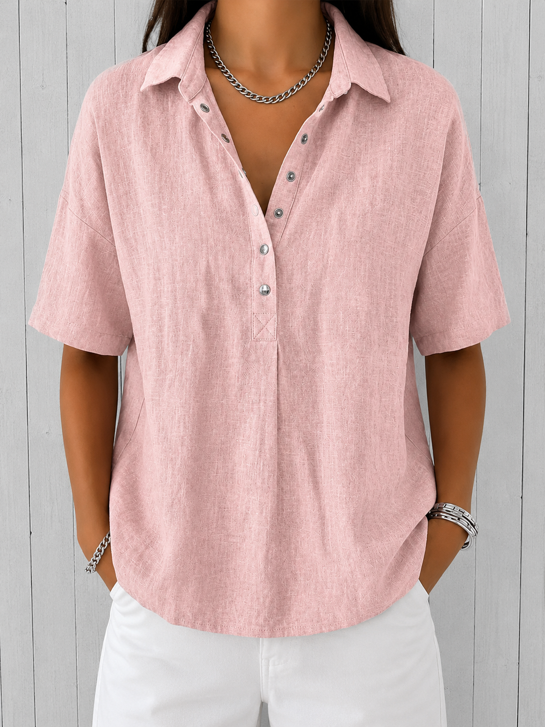 Blouse | Blouse en lin avec col et boutons