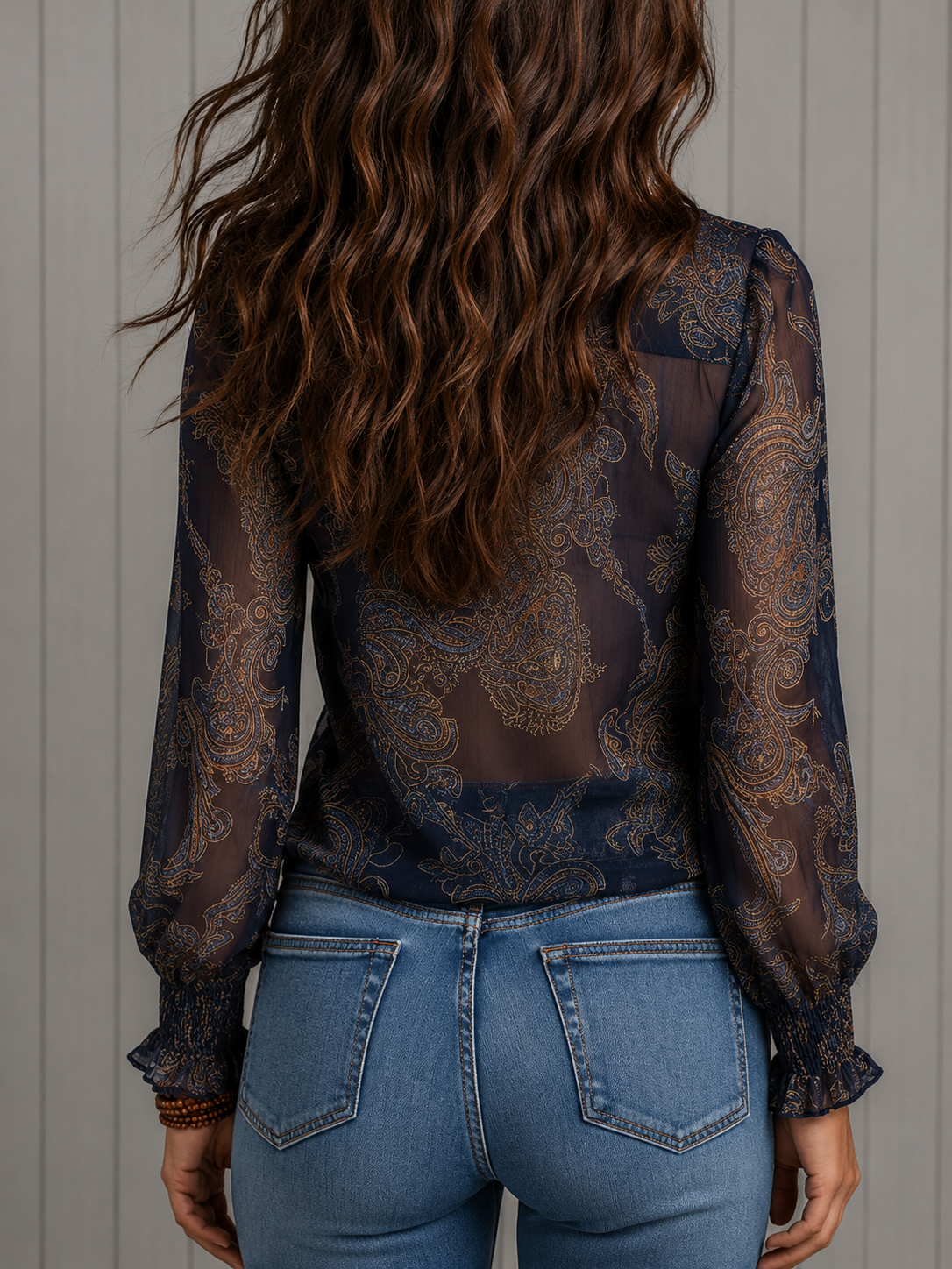 Alice | Chemise en chiffon avec broderie paisley baroque