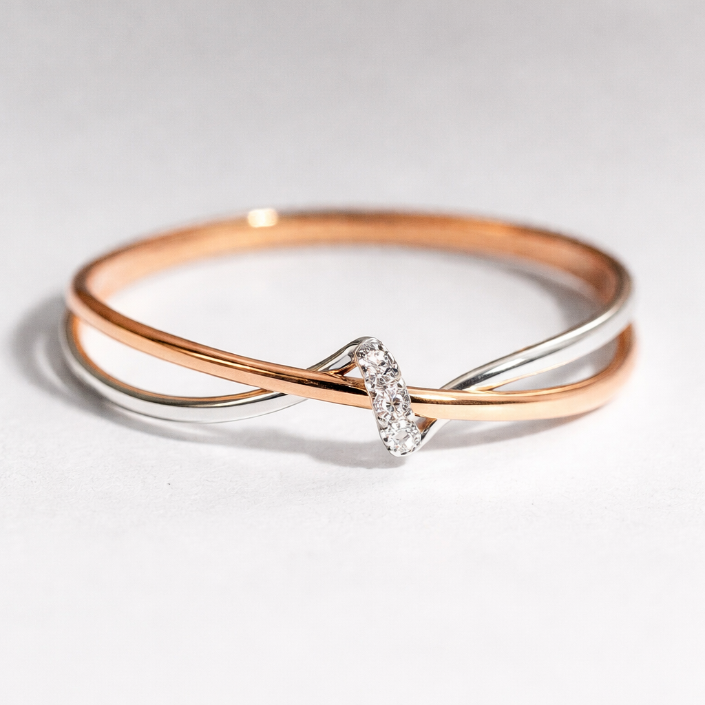 Bague vintage tressée en or et argent