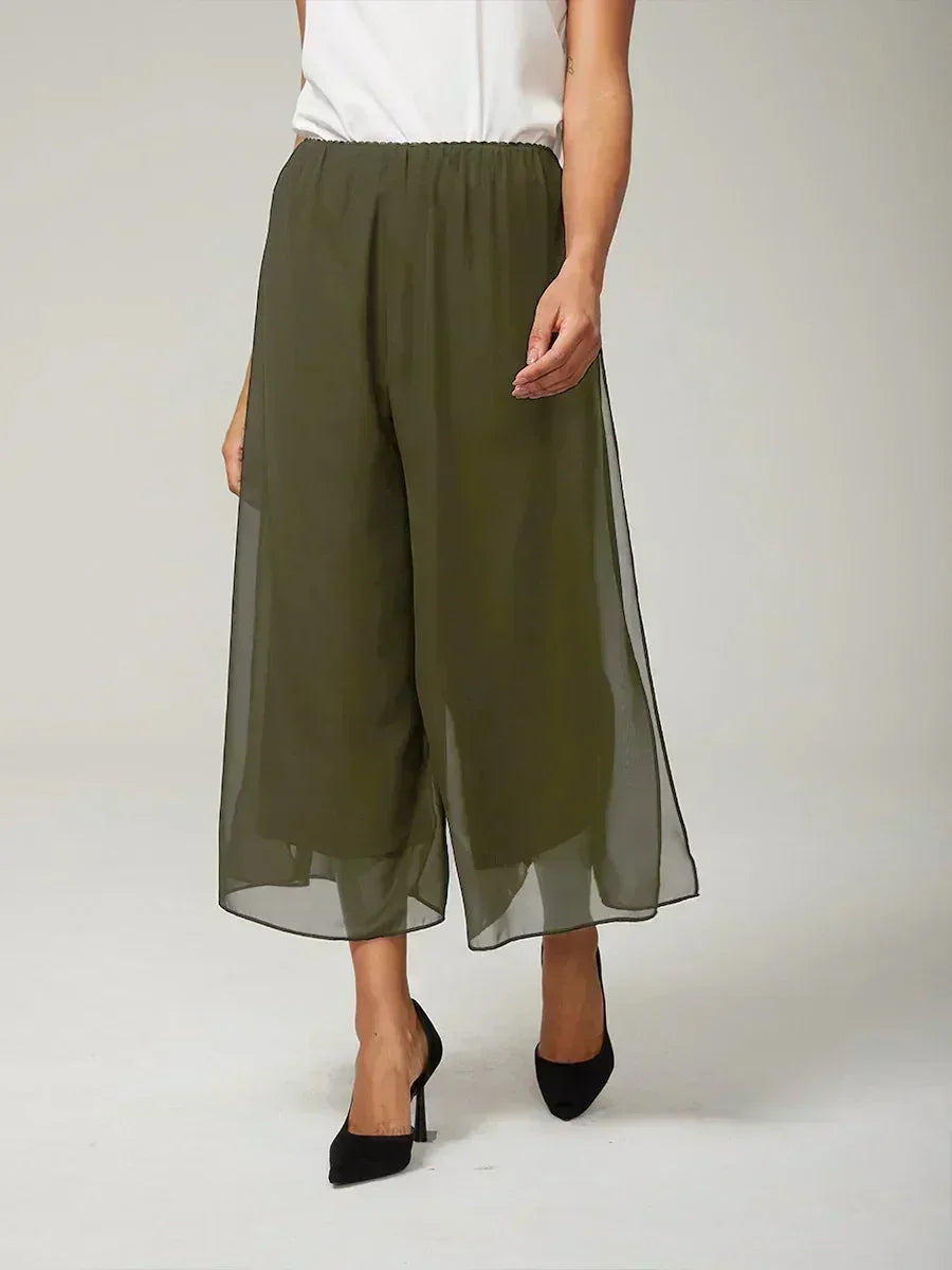 Pantalons droits courts avec une couche de chiffon