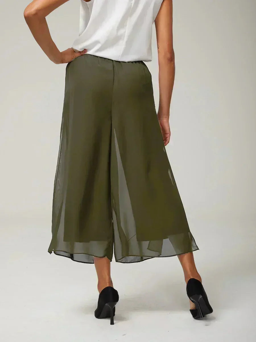Pantalons droits courts avec une couche de chiffon