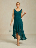 Robes de soirée sans manches en chiffon floral avec des ourlets asymétriques