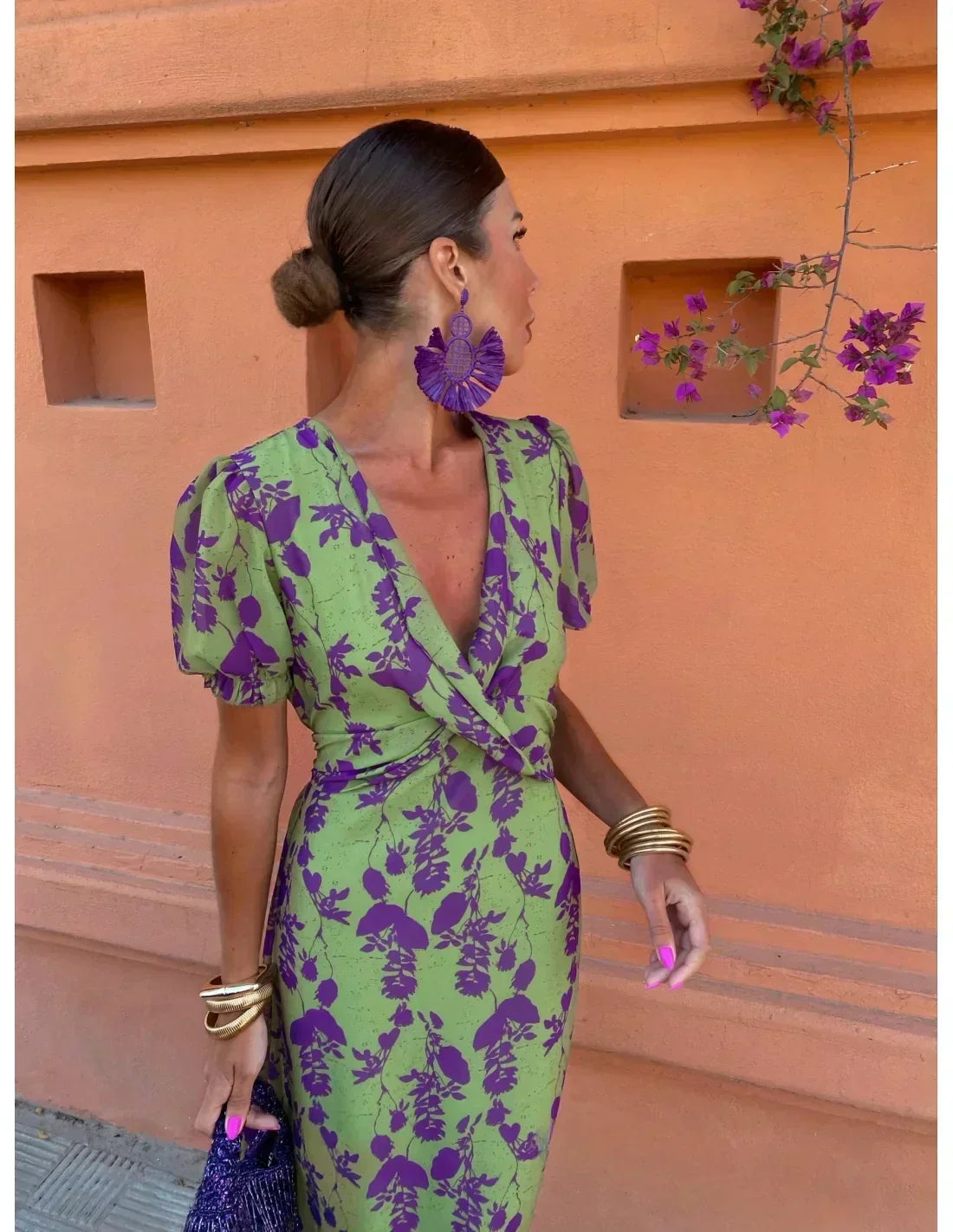 Vola - Robe midi femme avec imprimé tourné