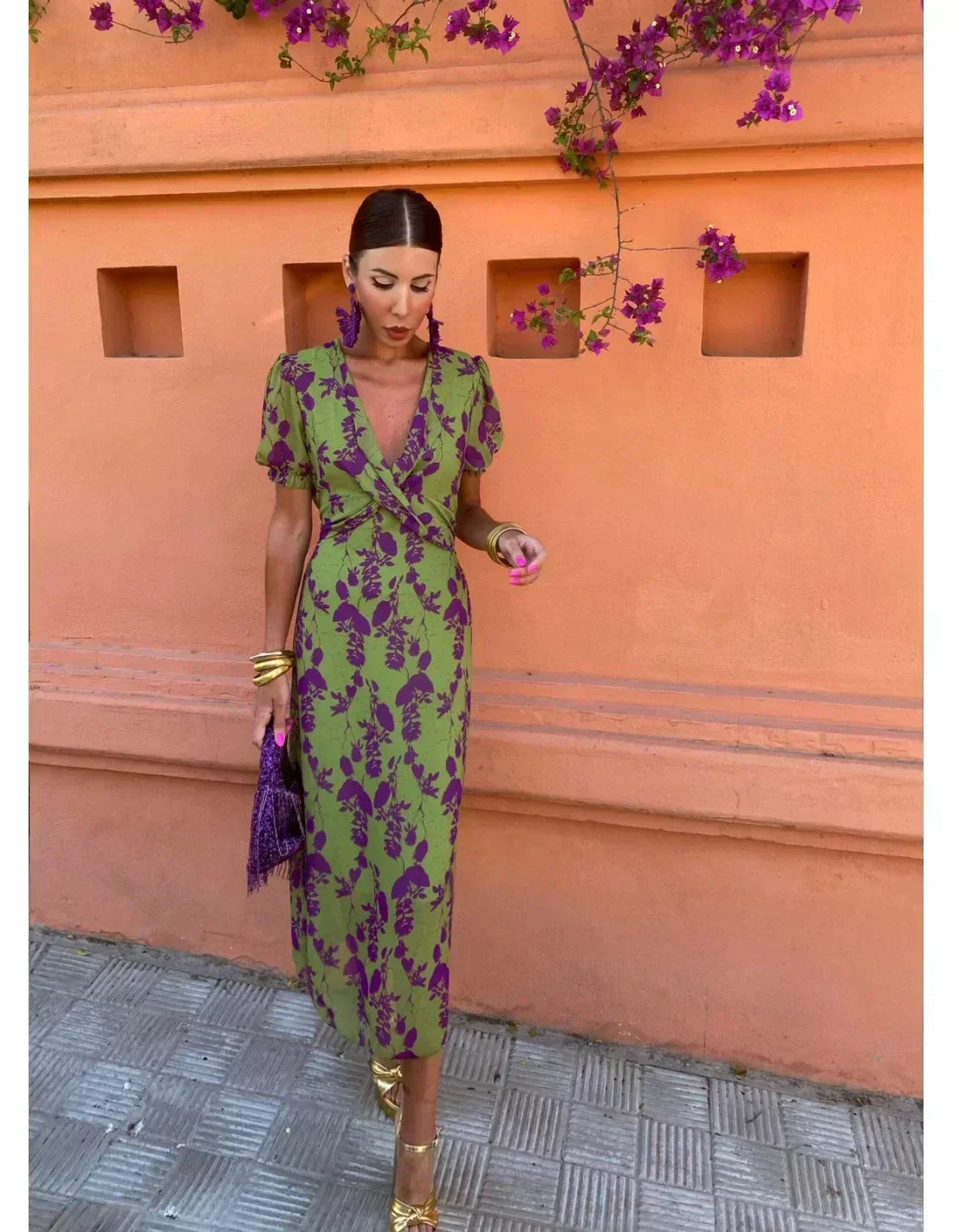Vola - Robe midi femme avec imprimé tourné